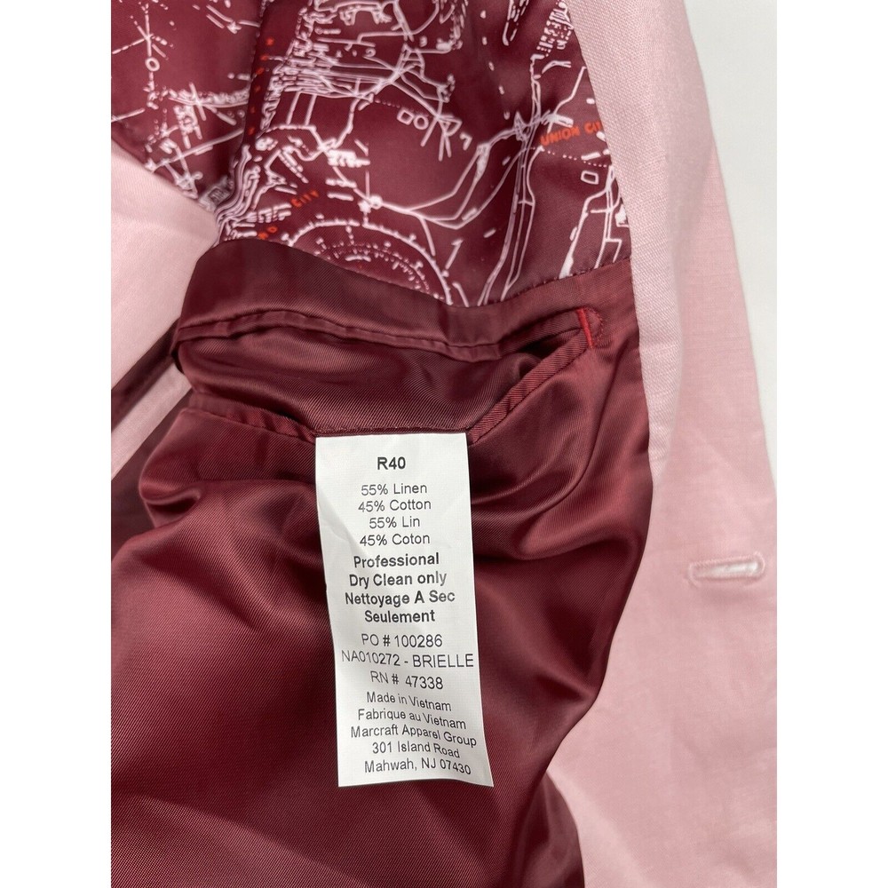Nautica Modern Fit New Linen Blend Sport Coat Jacket Mens Blazer Pink 40R - Picture 7 of 8